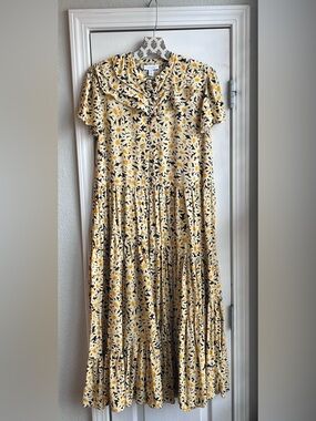 Topshop Women’s Daisy Floral Collared Shirt Dress Button Front Midi Size 4